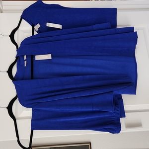 BEAUTIFUL CHICO'S TRAVELERS ACETATE 3 PIECE SUIT SET - BLUE CROTTO SIZE 1